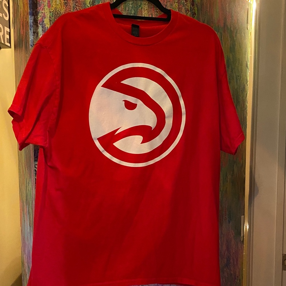 Gildan Red Short Sleeve Tee with White Hawk Logo